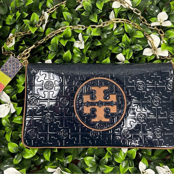 Embossed Reva Clutch in Medium Navy and Rust - Picture 2 of 7